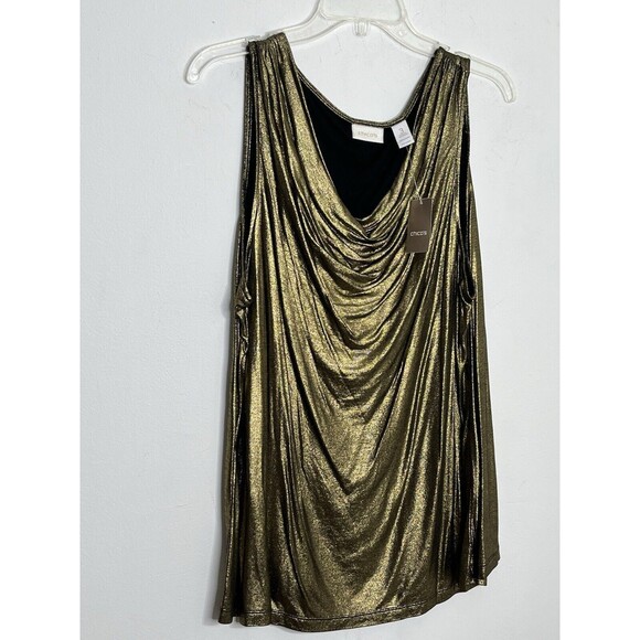 Chico's NWT Waterfall Metallic Bronze Cascade Top 3 XL (11) - Picture 7 of 15